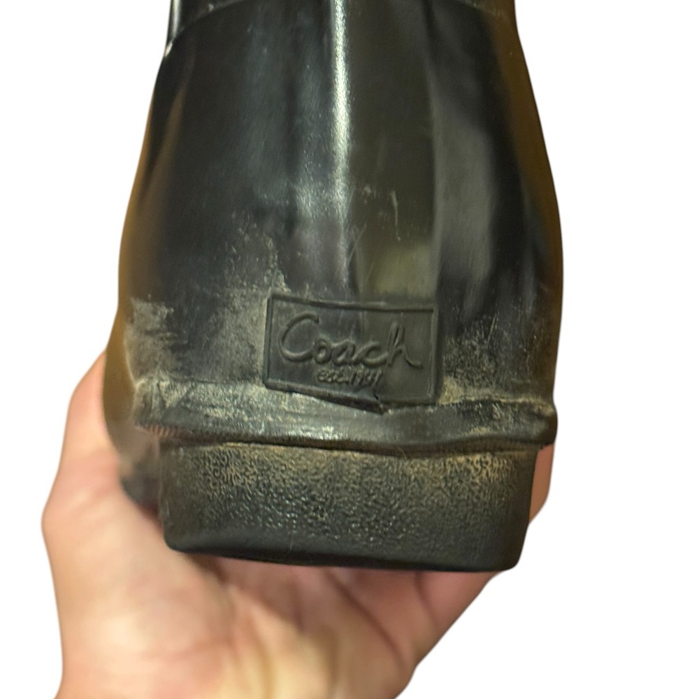 Vintage Coach Black Signature Tall Rain Boots - Classic Style - Picture 8 of 12